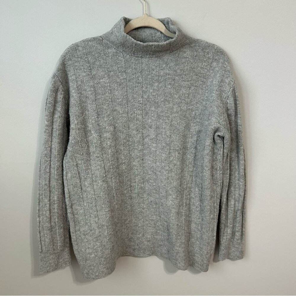 Elie Tahari Light Gray Knit Mock Neck Wool Blend Sweater Women’s Size Medium